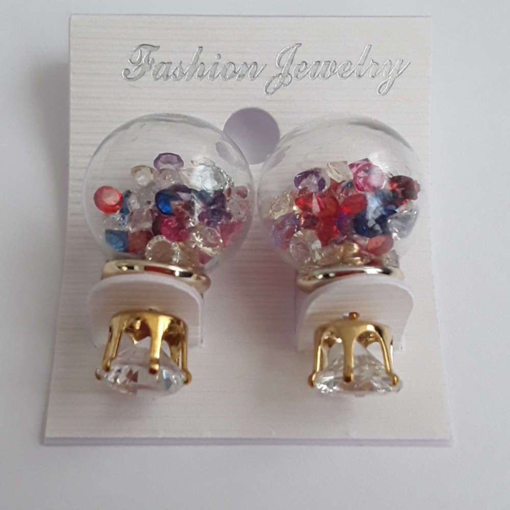 Globe multicolored crystal earnings